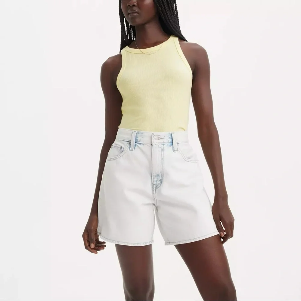 Levi’s Focus on the Present High Rise Baggy Bleached Light Washed Denim Shorts